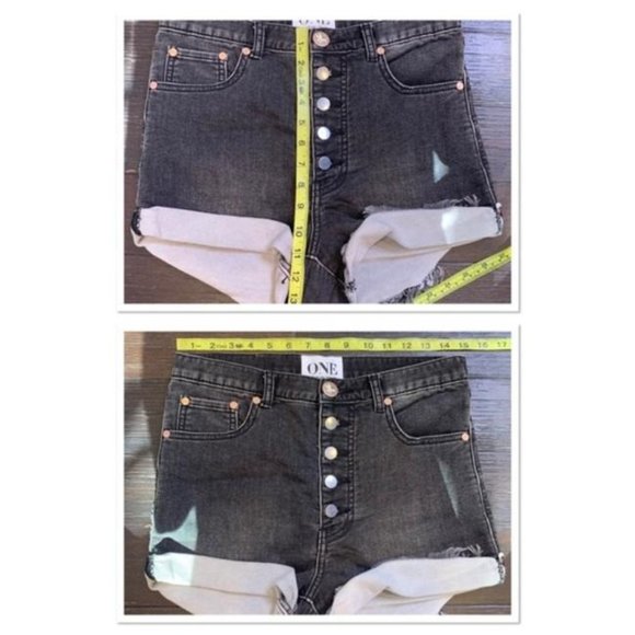 One Teaspoon Gray High Waist Button Front Denim Shorts 26 - Picture 8 of 8
